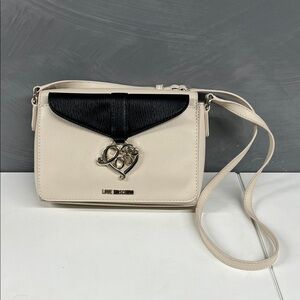 Love Moschino Black and Cream Crossbody Bag